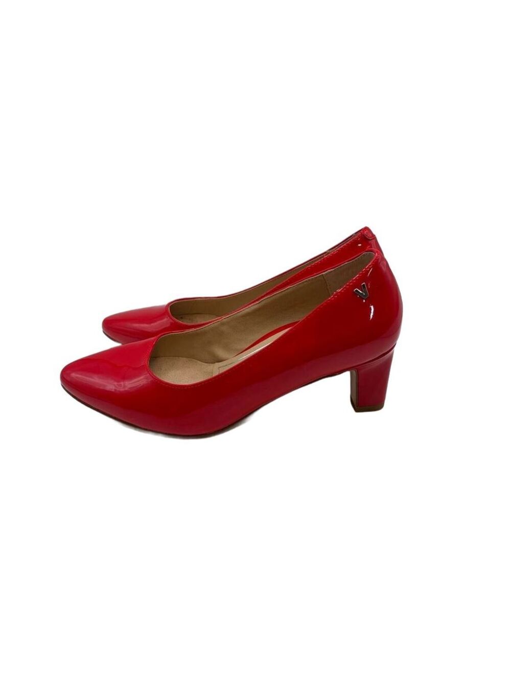 Vionic Mia Red Patent Leather Block Heel Pumps VS305 Size 5 Color Pop Almond Toe